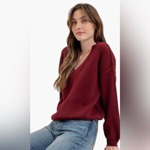 NWT Blu Pepper Burgundy V-Neck Sweater